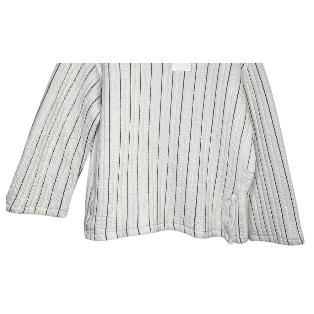 NWT Zara Boxy Oversized Striped Soft Quilted Long Sleeve Sweater  M White Black - Picture 4 of 16